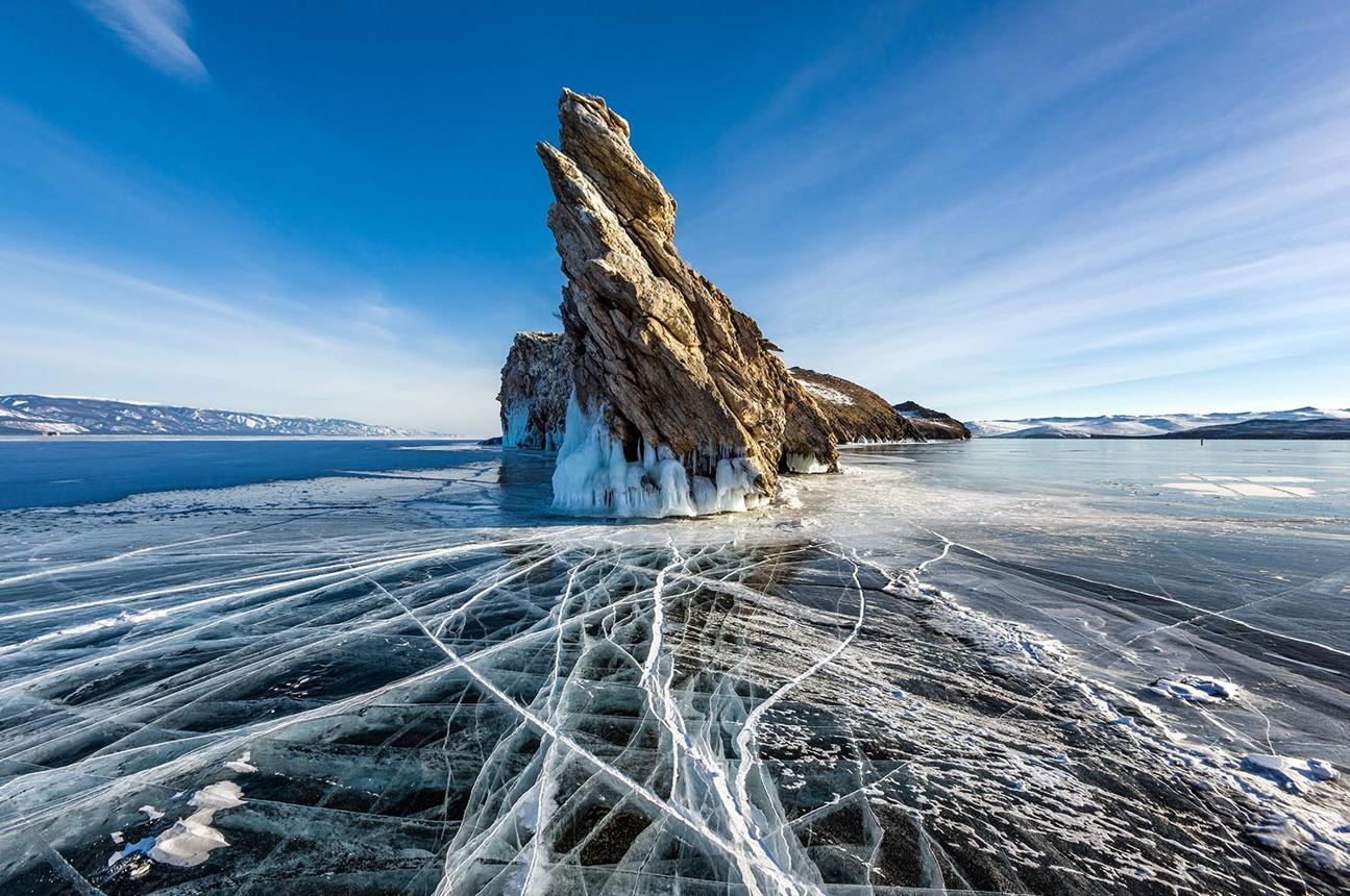 Olkhon Island and Shaman Rock in Winter